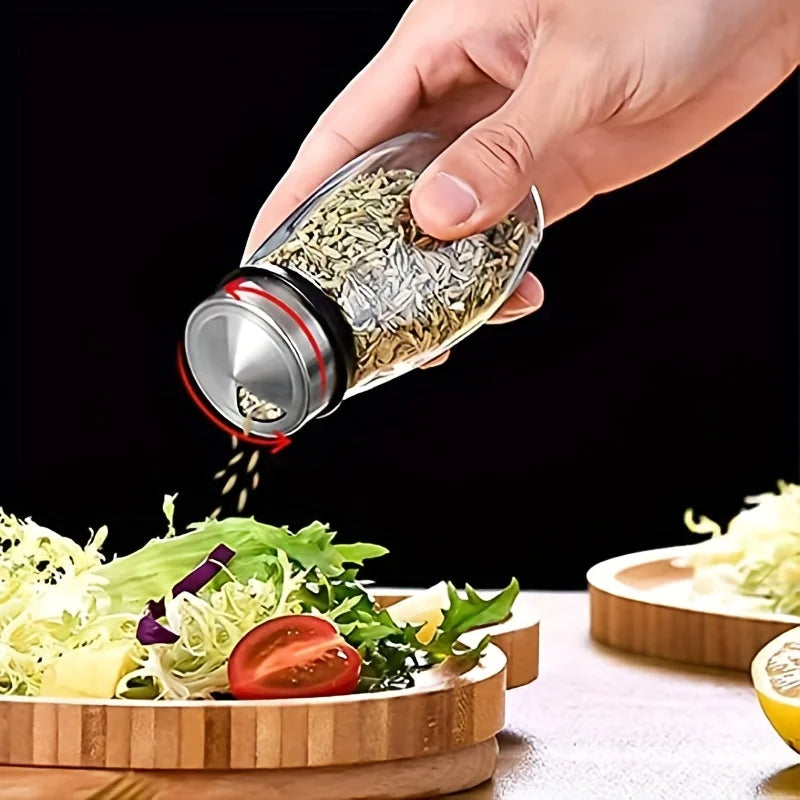 1 Set Multifunctional Rotating Kitchen Spice Rack With 6 Spice Jars Seasoning Jar Set for Home/ Dorm/Restaurant