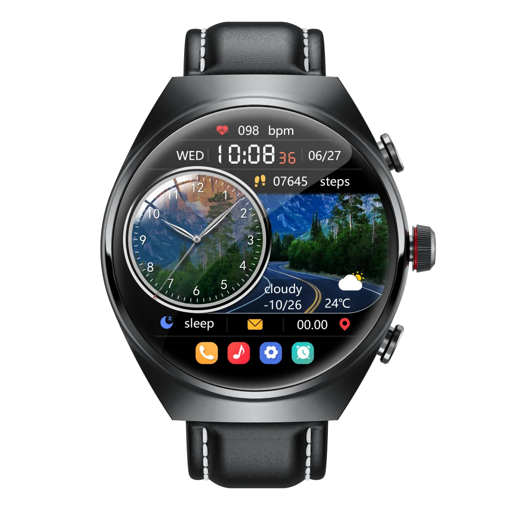 2025 New Best Smart Watch Leather Band with Earbuds 2 in 1 Headphones and Smartwatch Fitness Tracker with Heart Rate Monitor