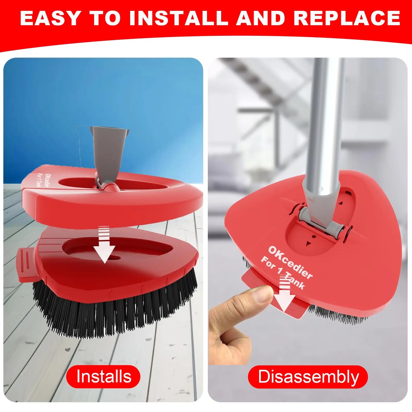 4 Pack Replaceable Mop Cloth with Deep Cleaning Brush&Handle Multi-Function Microfiber Mop Head Refills for Vileda EasyWring