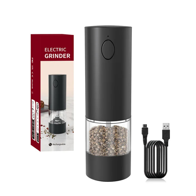 Automatic Rechargeable Electric Rose Salt Pepper Grinder Wireless Factory-Designed for Home Kitchen Use Small Household Mill