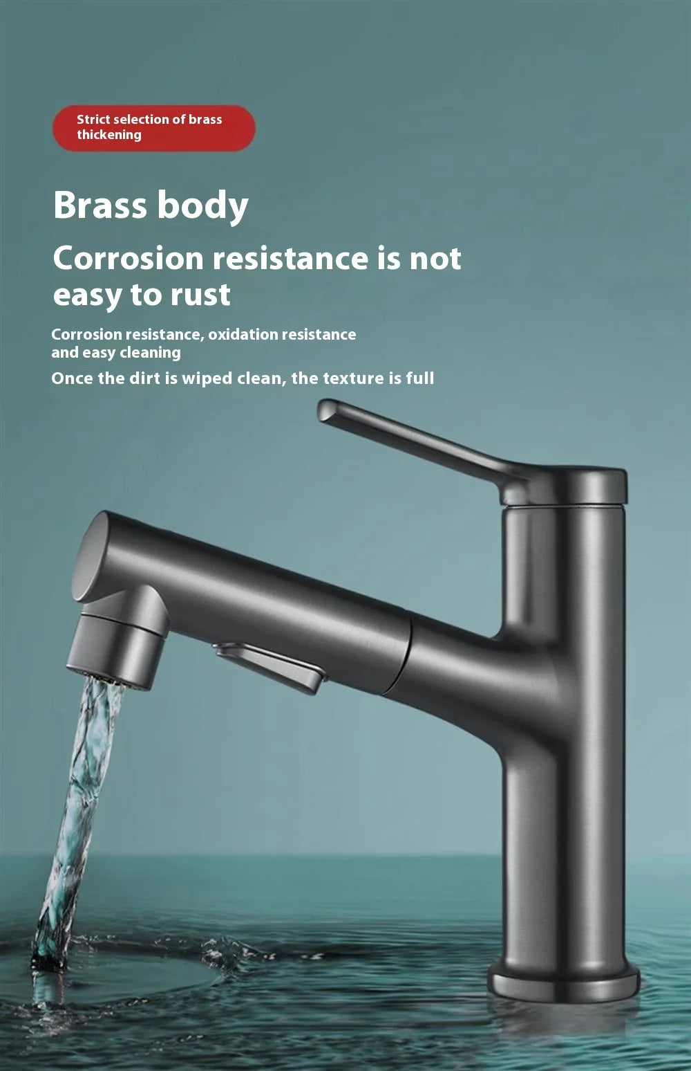 Modern All Copper Pull-Out Basin Faucet Hot Cold Single-Handle Design for Household Washbasin Bathroom Cabinet Toilet Wash Basin