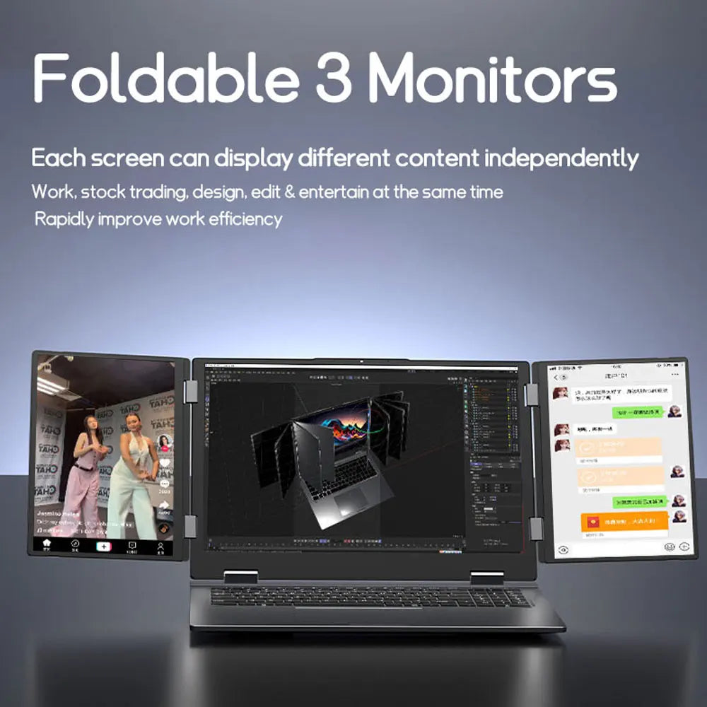 CRELANDER Max16 Three Screen Laptop 10.5 inch 16 inch LCD Core i7 12th Gen CPU Dual Channel DDR4 M2 SSD Computer Laptops  Gammer
