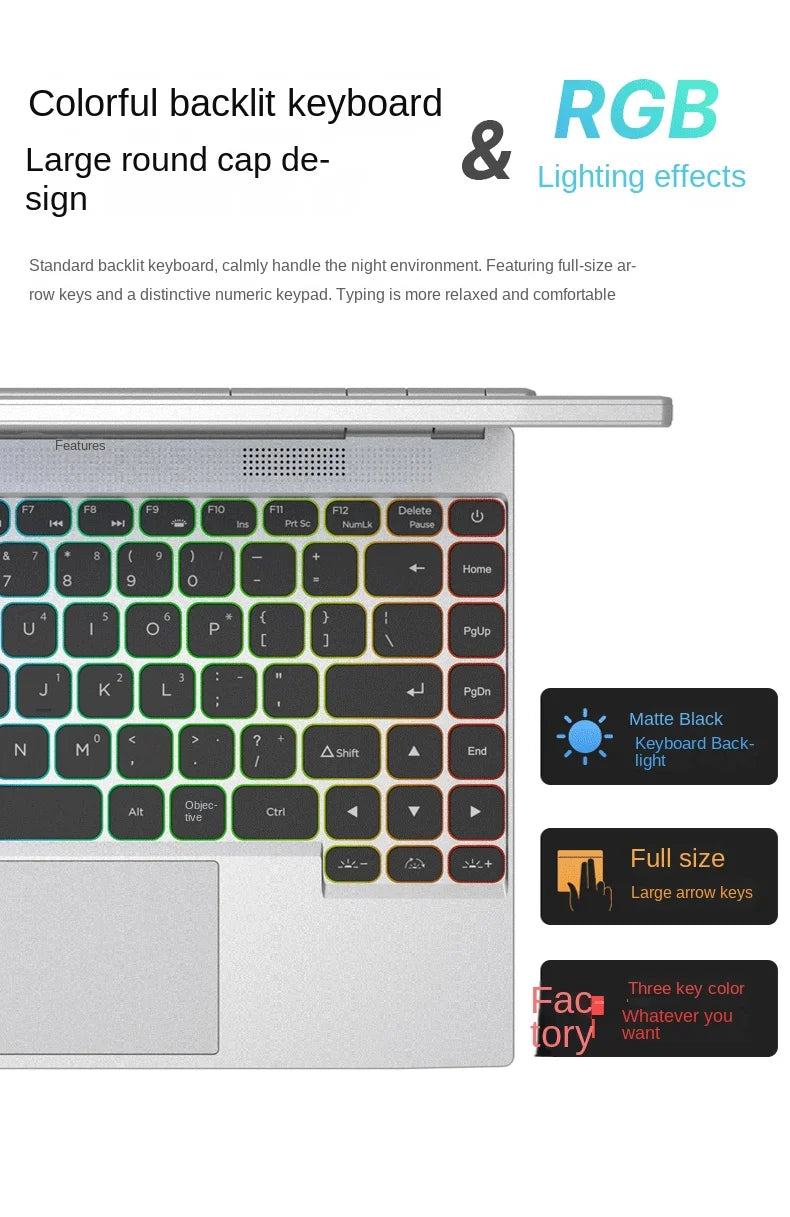 Factory Direct 14-Inch IPS Touch Screen 2-in-1 PC Tablet Light Portable Intel SSD Home Laptop New Cross-Border Wholesale English