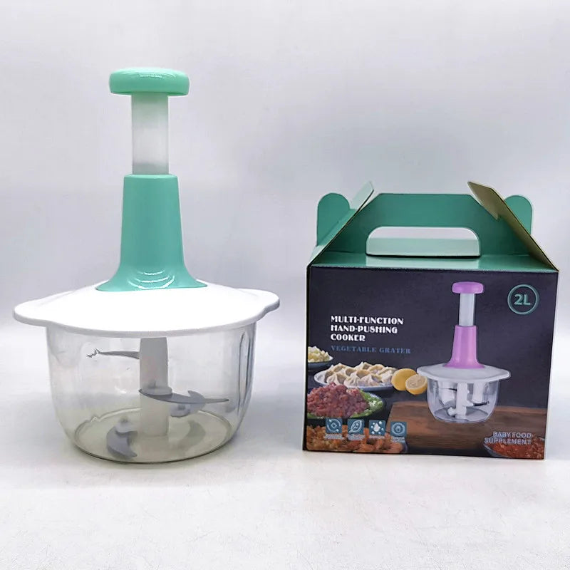 Large 1.5L Bowl Effortless Vegetable Chopper Meat Mincer Fruits and Herbs Chopper Garlic Onion Hand Press Manual Food Chopper