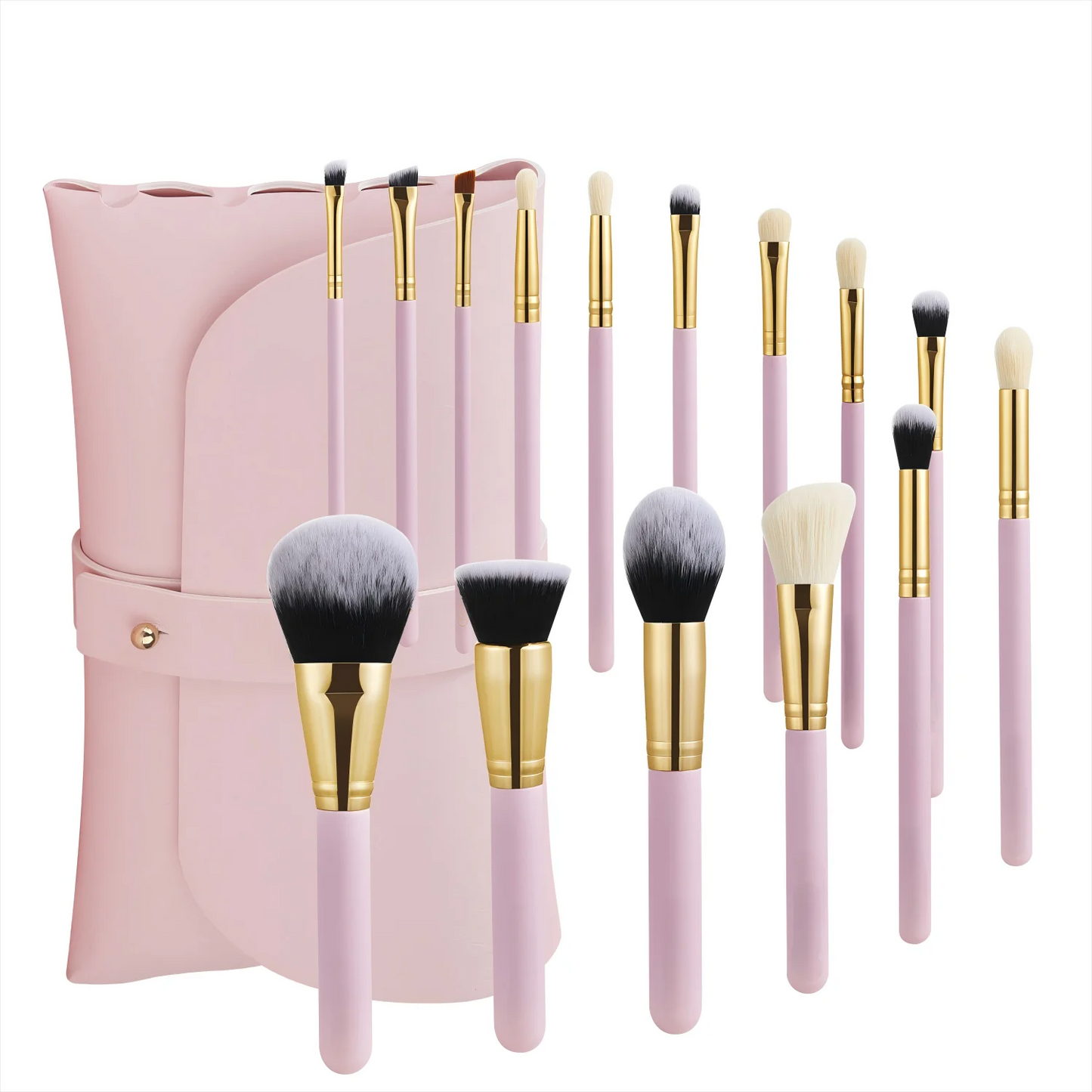 Custom 15-Piece Vegan Synthetic Pink Makeup Brush Set High Quality Product