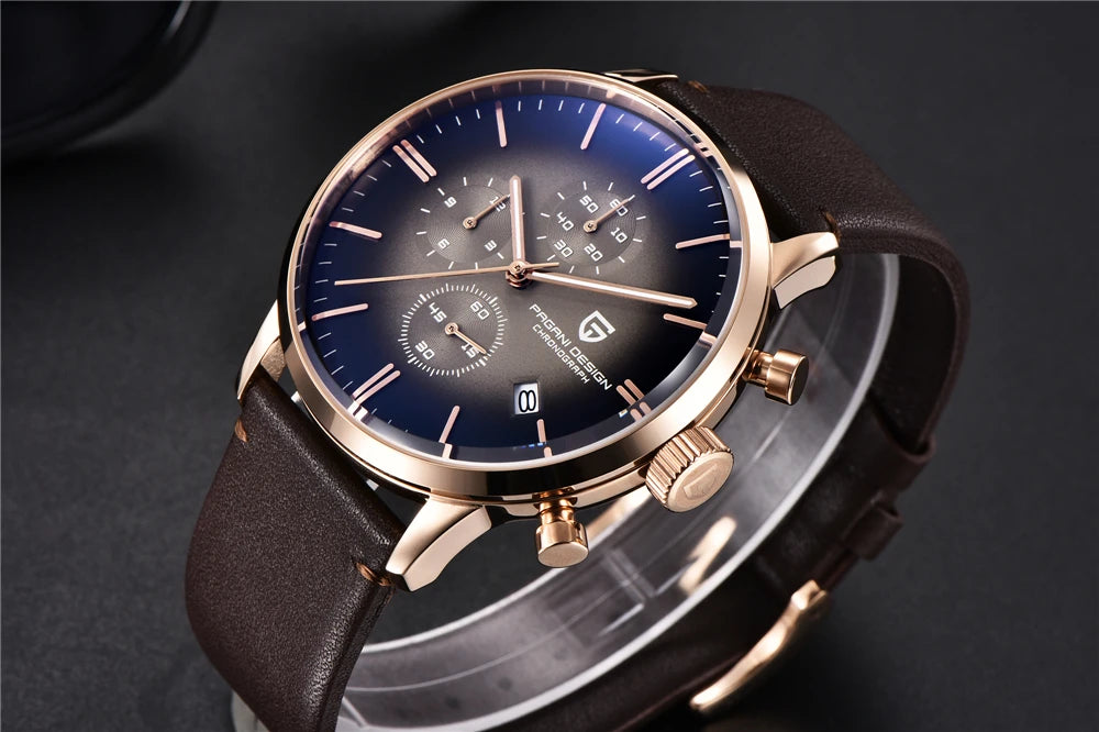 PAGANI DESIGN New Men Watches Multi time zone Quartz Business watch Auto Date Men Watches Japan Movt Watch Men Chronograph Gift