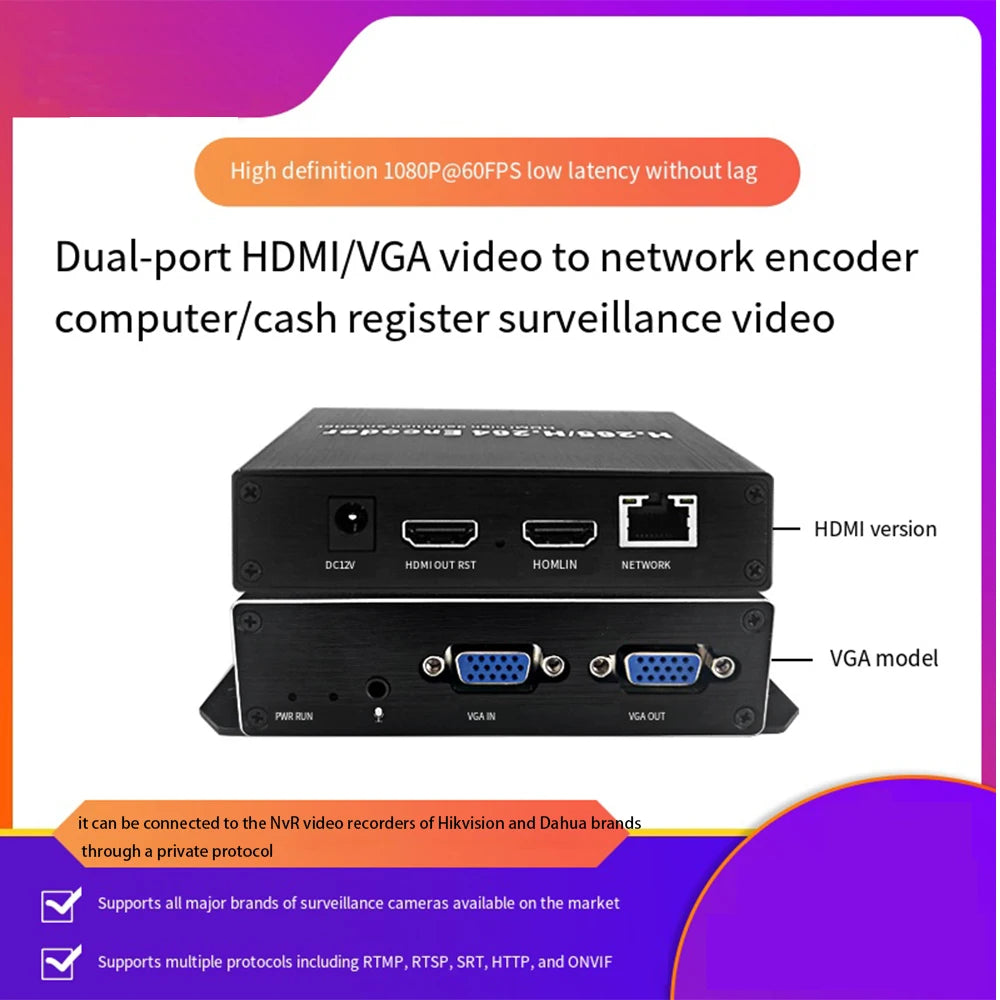Mini H.265 Encoder PC/ Cash Register Recorder Monitor IPTV Udp & Hikvision Dahua NVR Live Streaming Push Encoder