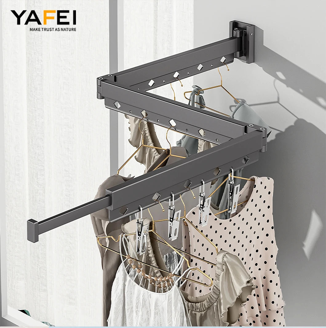 Laundry Retractable Drying Rack Folding Wall Mounted Clothes Hanger Rack