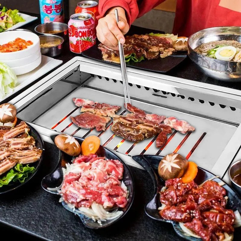 Yakiniku Equipment Charcoal Bbq Grill Restaurant Commercial Metal Stainless Steel Bbq Grill