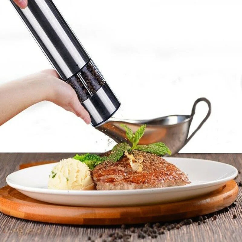 Kitchen Spice Automatic Gravity Induction Stainless Steel Battery Powered Electric Pepper Salt Grinder Mill