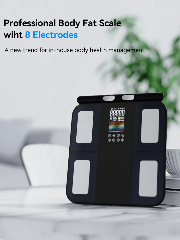 8 Electrode Smart Body Fat Scale Body Bmi Analysis High Accurate Digital Fat Weight Scale With App
