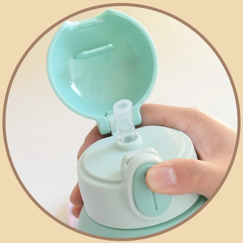 Children's Water Cup Anti-drop Straw Cup Boys Girls School Kindergarten Baby Bear Water Bottle Plastic Drinkware Kids Cups