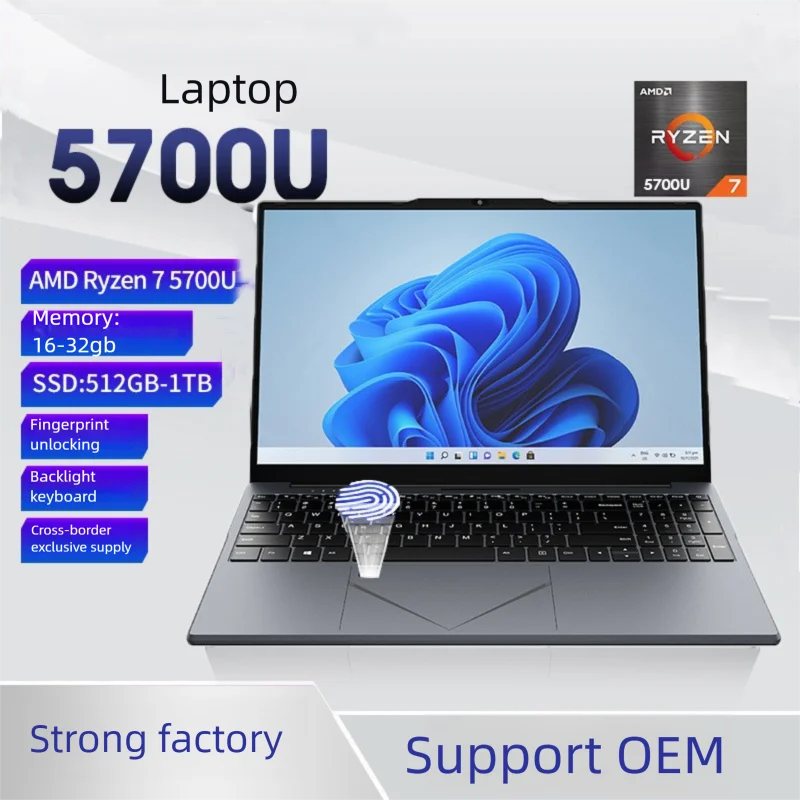 15.6 Inch Gaming Laptop with AMD Ryzen 7 32GB DDR4 RAM 512GB NVMe SSD Portable Notebook