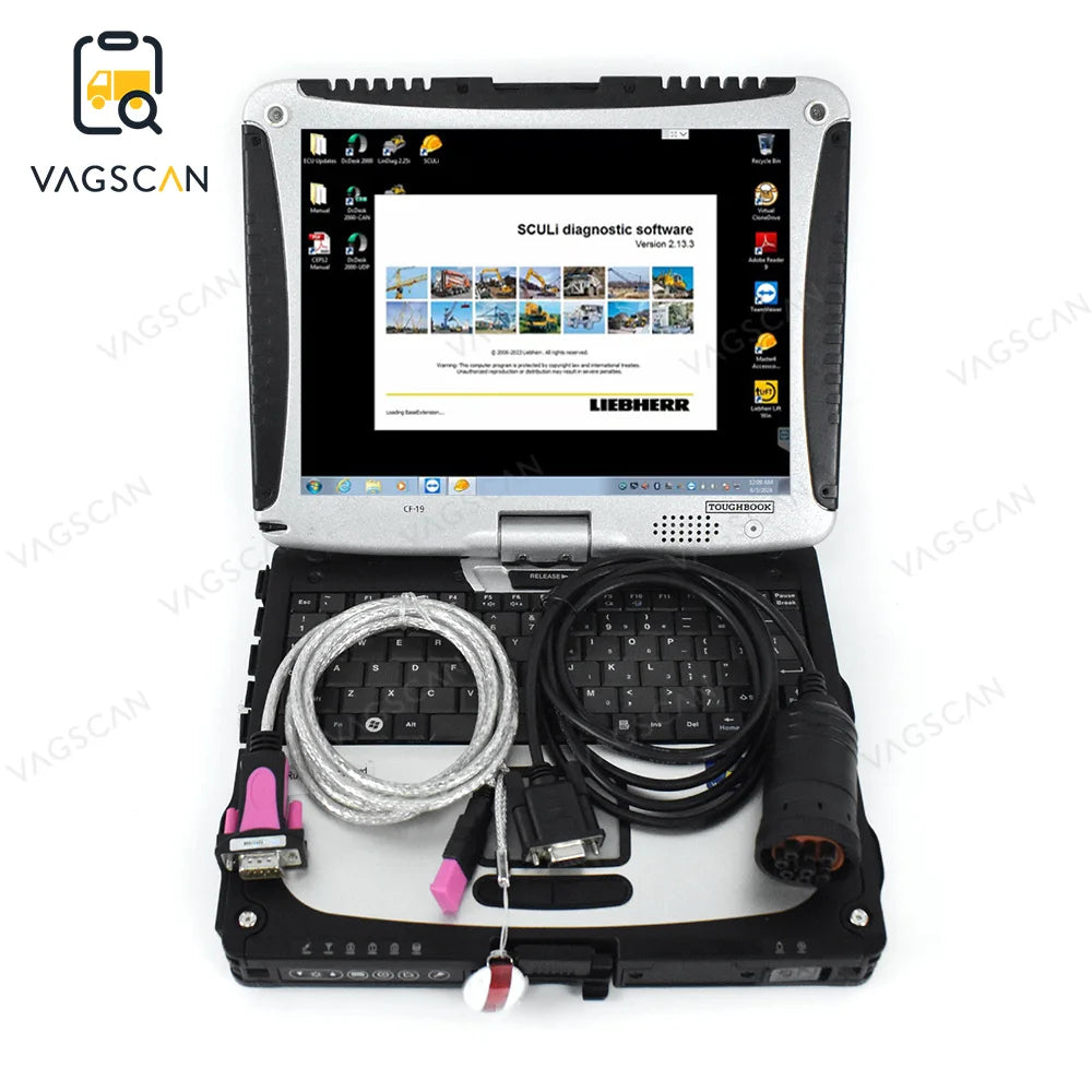 2025 Newest V2.0.1 Software Version for LIEBHERR Crane Sculi+CF19 Laptop Toughbook and USB Key Excavator Crane Diagnostic Tool