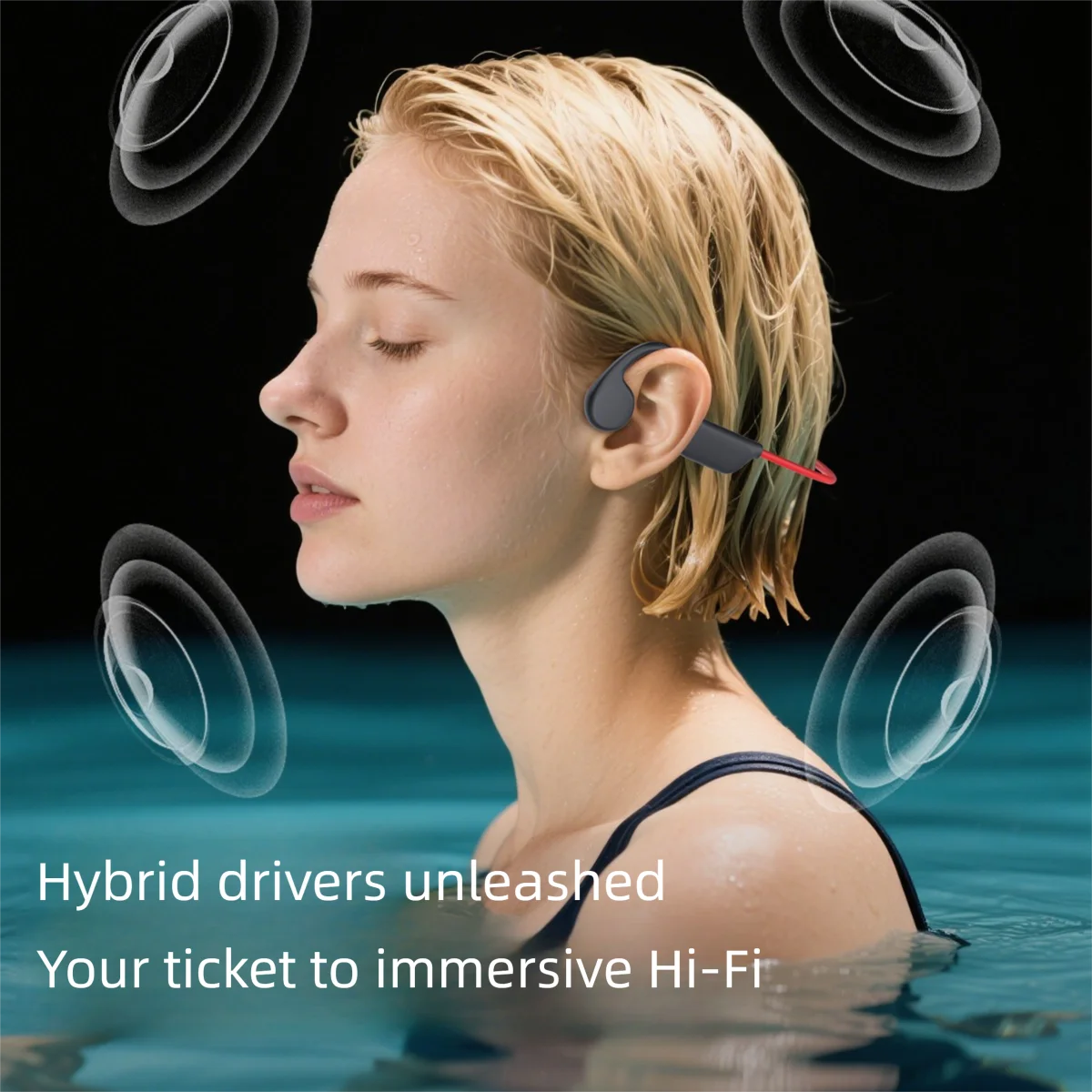 Top Selling IPX8 Waterproof Wireless Sport Earphones with Bone Conduction MP3 Player LED Battery Indicator for Swimming