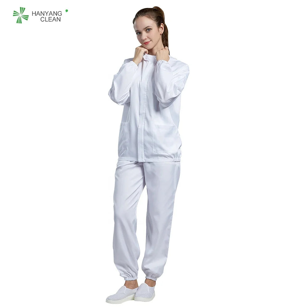Cleanroom Lint Free Food Processing Uniform Clothes for Frozen Meats Oils Fats Edible Seafood Juices Fruit Vegetable Bread Cakes