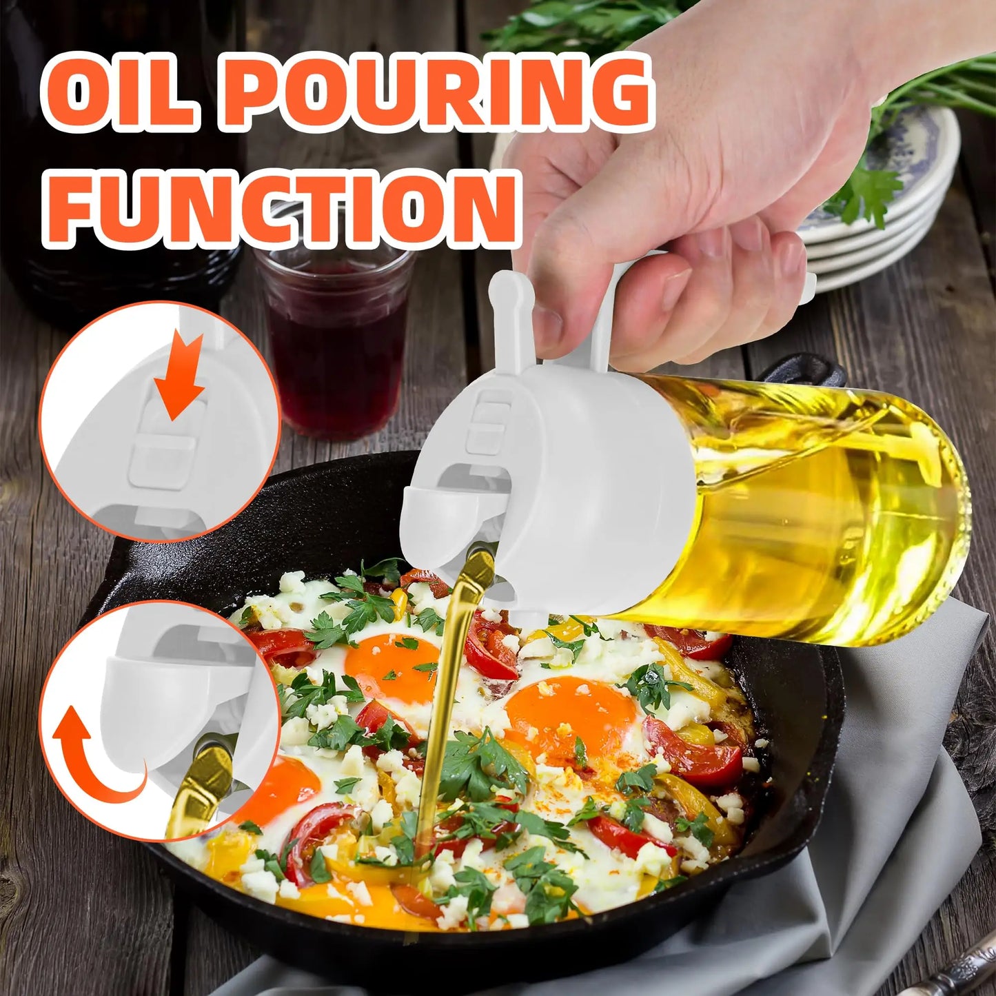 Mothers Day Gift Cooking Kitchen Salad Barbecue 16oz 2 in 1 Oil Sprayer Bottle Olive Oil Dispenser Bottle