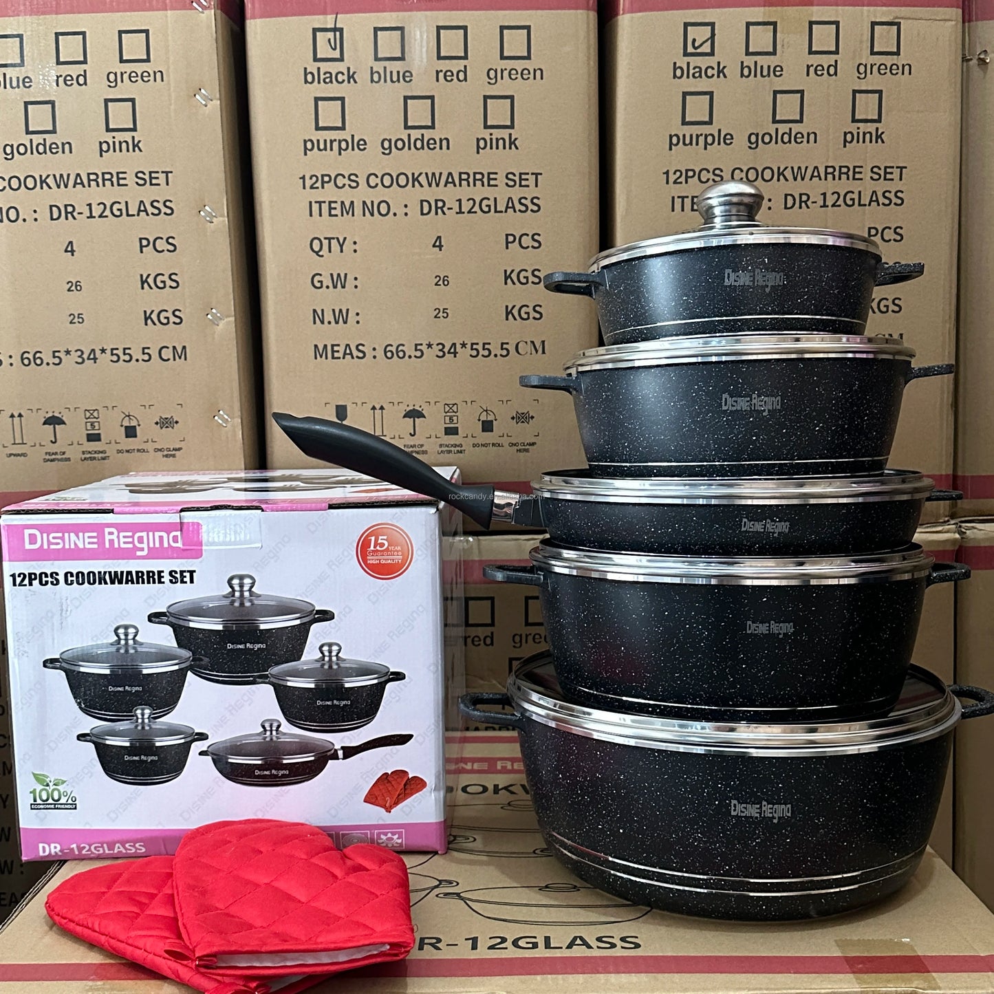 Hot Sale 12pcs Die Casting Aluminum Nonstick Cookware Set Marble Coating Casserole Cooking Pots Kitchen Home Use Custom Logo