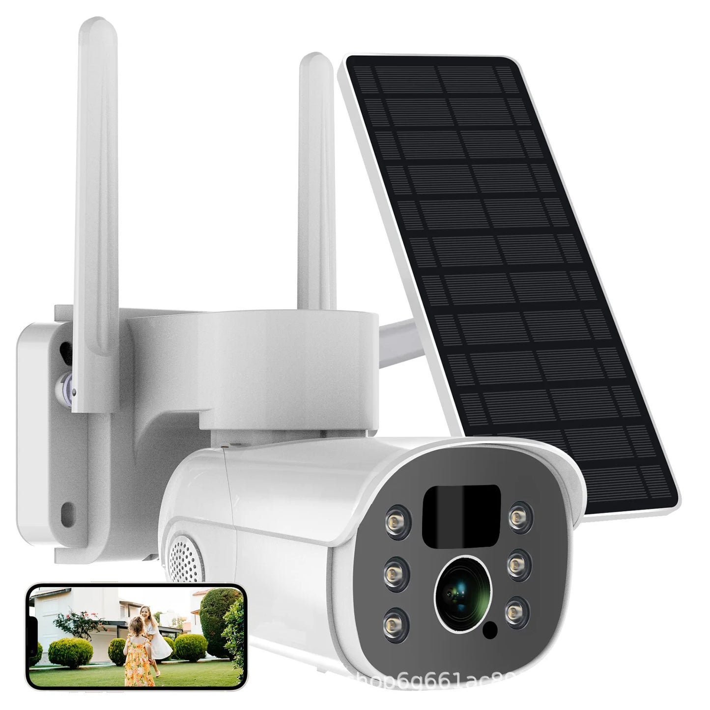 Outdoor Solar-Powered Wireless WIFI CCTV Network Camera Full Color Night Vision CMOS Sensor Low Power Battery Built-in Mic Cloud