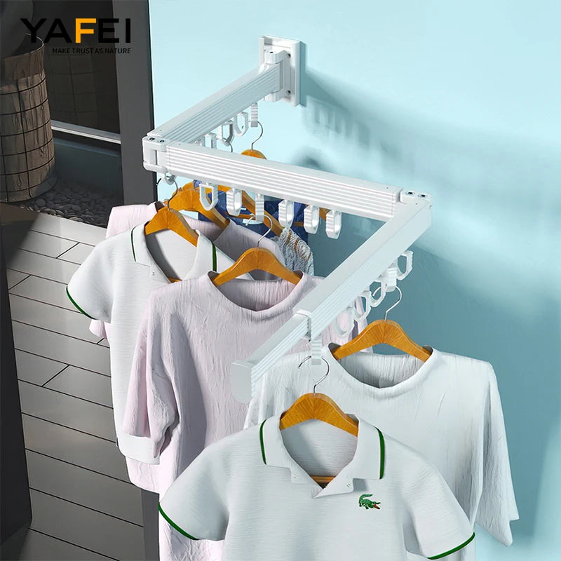 Laundry Retractable Drying Rack Folding Wall Mounted Clothes Hanger Rack