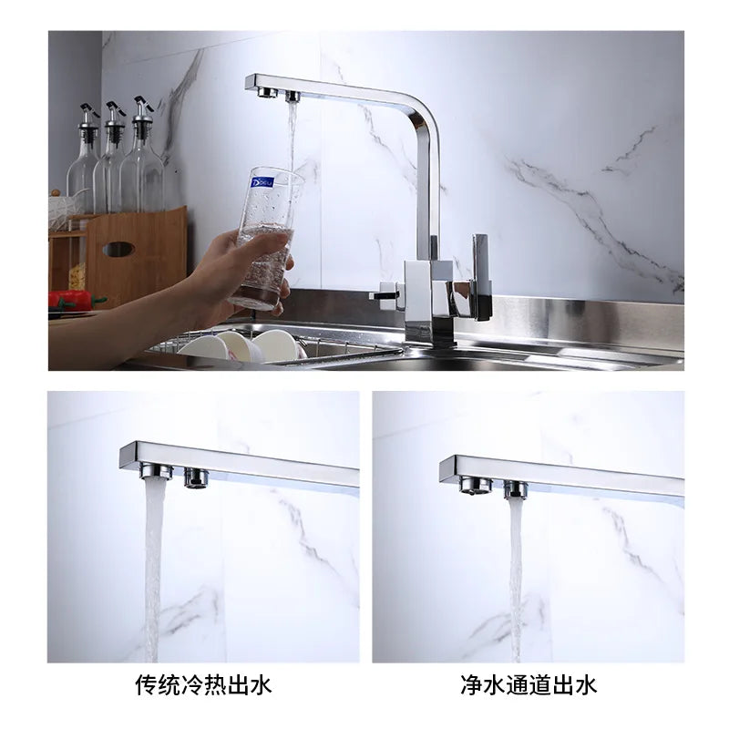 Quartet Brushed Brass Kitchen Sink Filter Faucet With 3 Way Drink Kitchen Filter Faucet