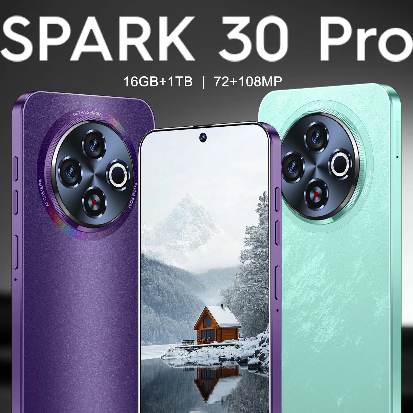 Spark30 Pro 16+1TB Smartphone Pro Real 5G Mobile Phone 108MP Rear Camera Supports Spanish English HD Screen