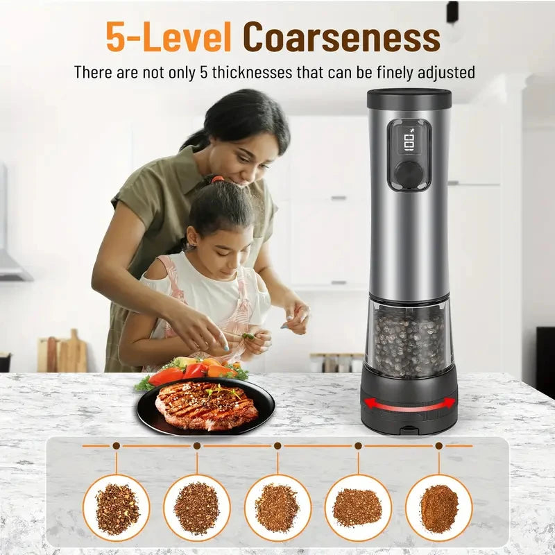Dropshipping Products 2025 New Rechargeable Electric Salt and Pepper Grinder Adjustable Grinding Speed Coarseness