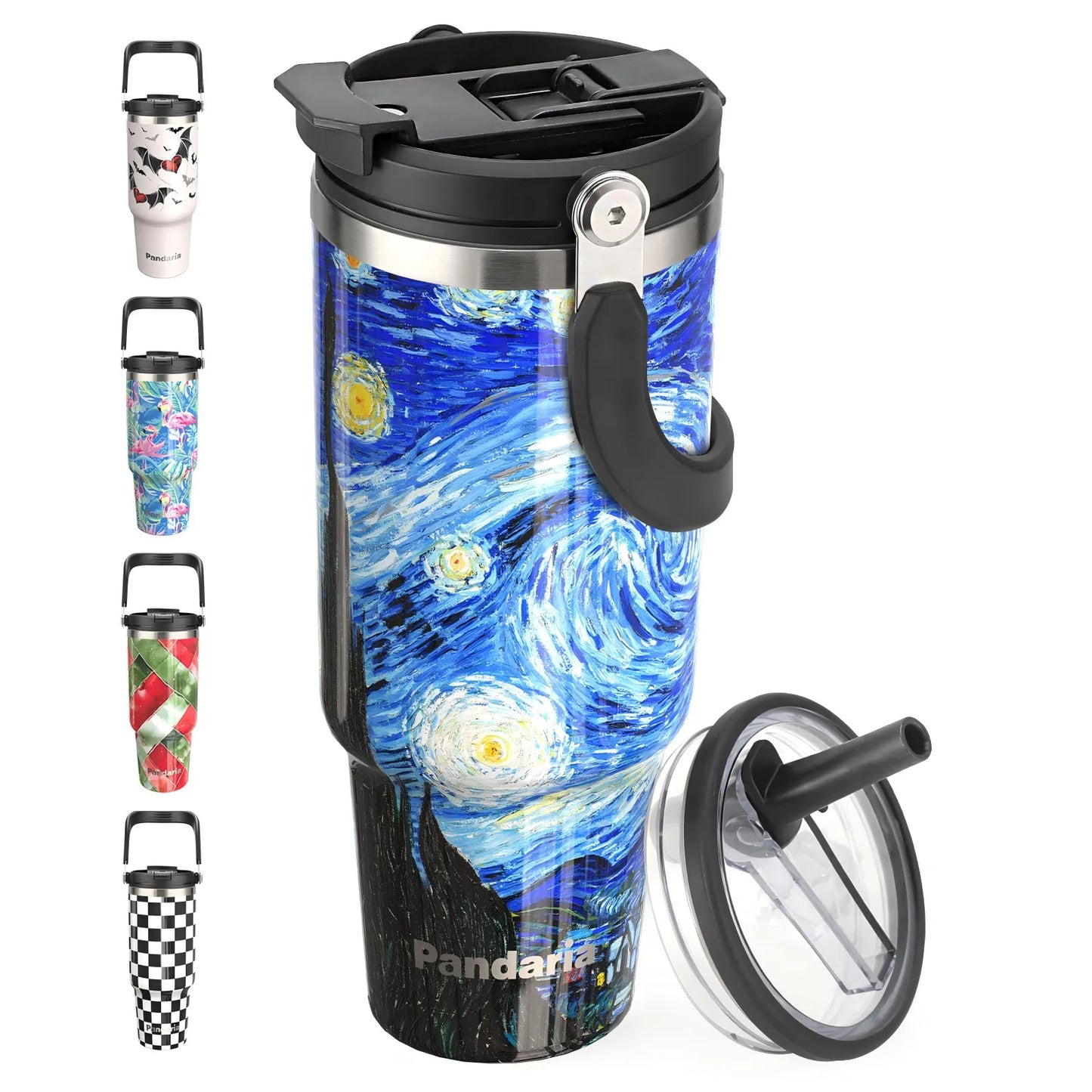 FBA Warehouse Ready Stock 40oz Powder  Solid Color Checkerboard  Coated Insulated Tumbler with Lids and Straws Insulated Mug