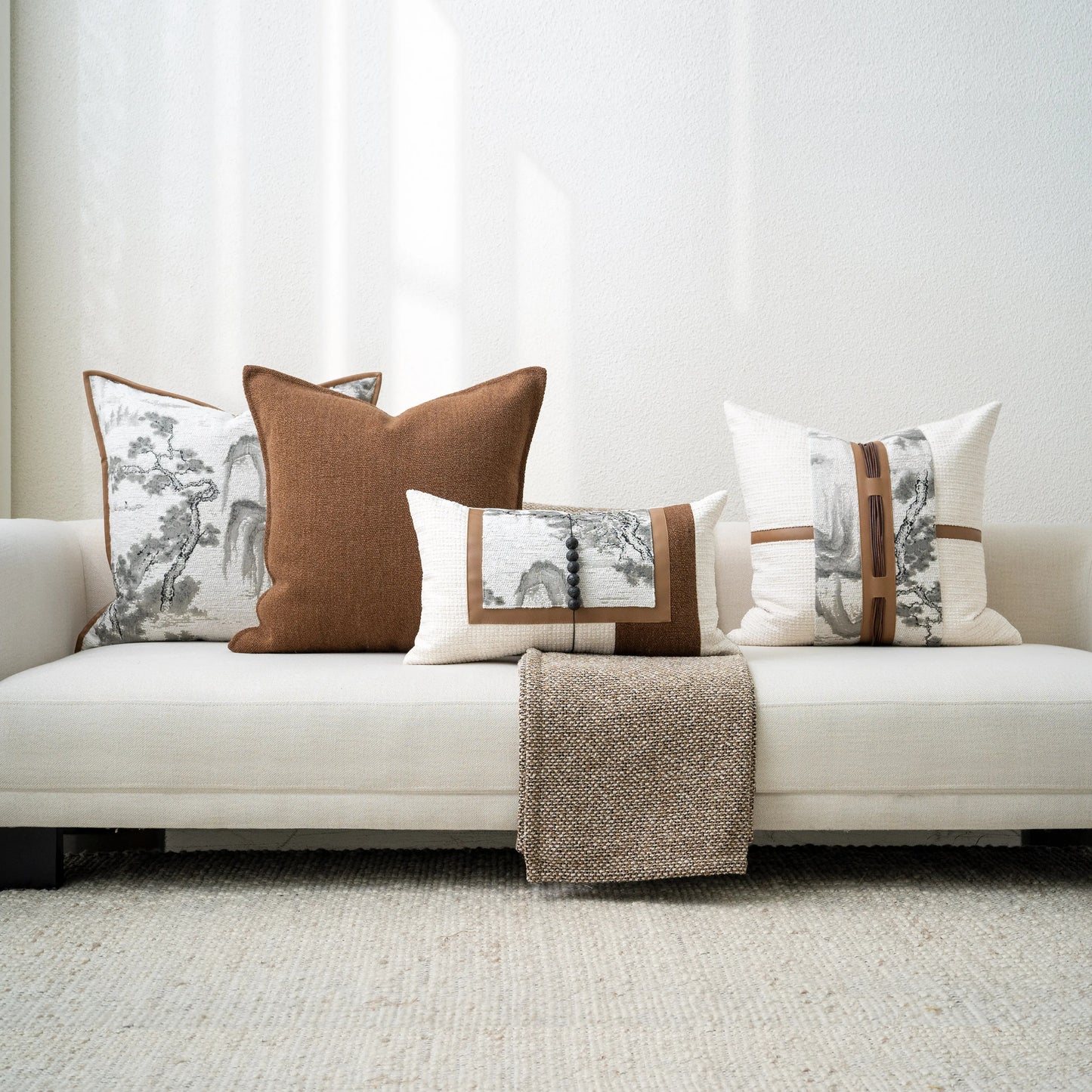 Yuanhee square Pillow Cushion Suitable for Hotel Model Room Living Room Bedroom Home Decorative Combination Pillow Cushion Set