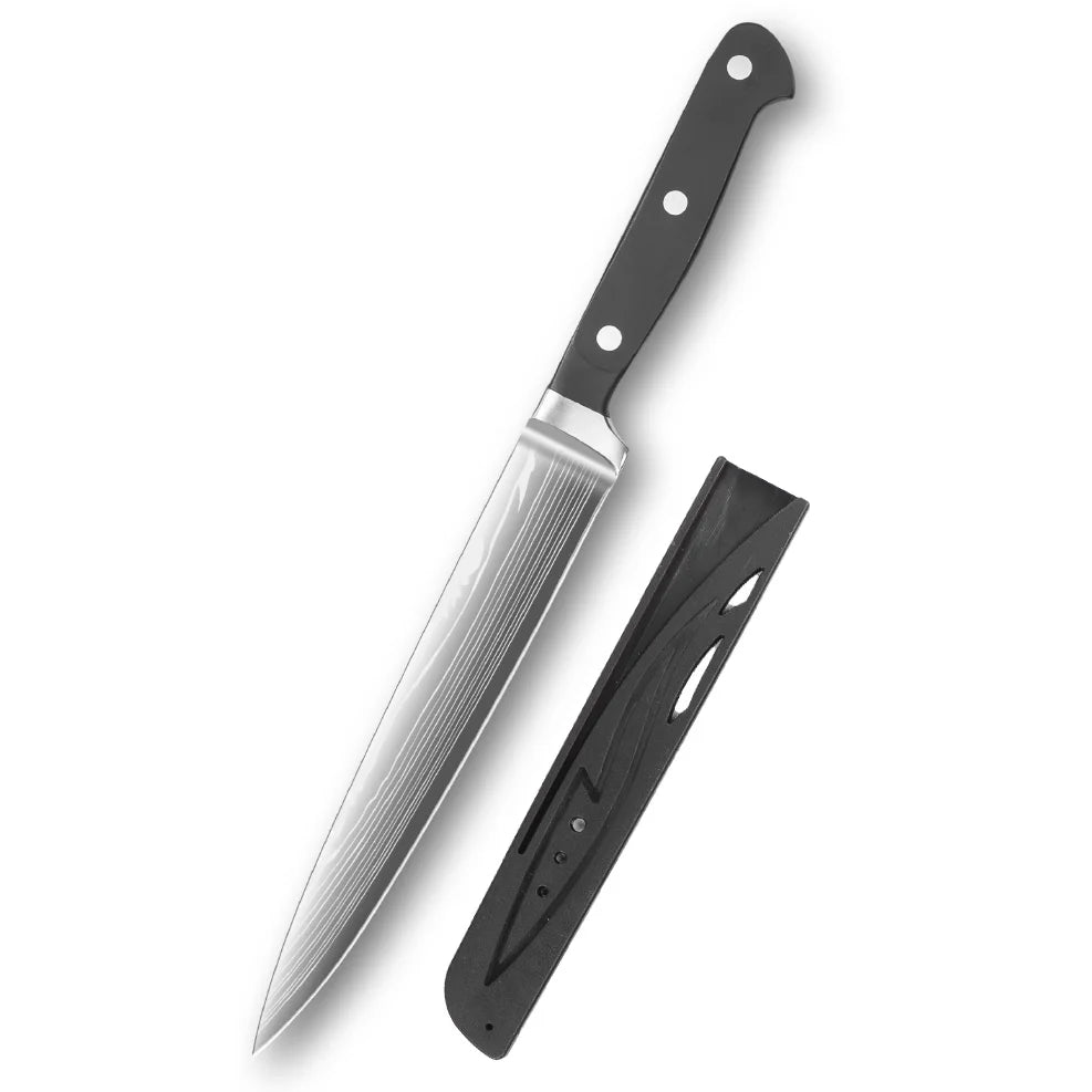 9-Piece Kitchen Knife Set Premium Stainless Steel Tool Includes Sharpening Steel Santoku Bread Utility Boning Slicer Knife