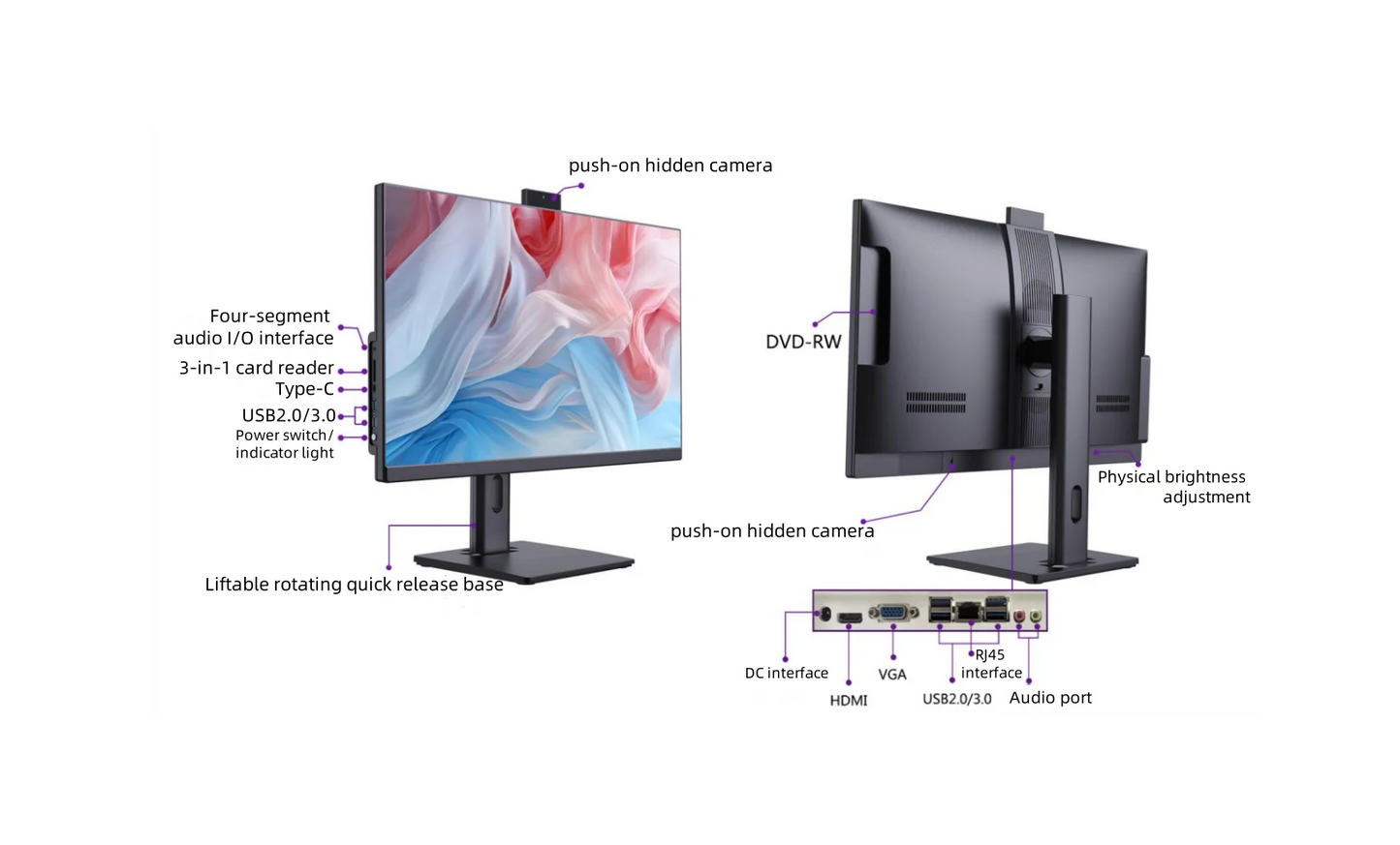 Private Module All-In-One 27 Inch Computer Core I7 I712700t 12th Win10 32GB+1TB Gaming Desktop with LCD Monitor SSD Hard Drive