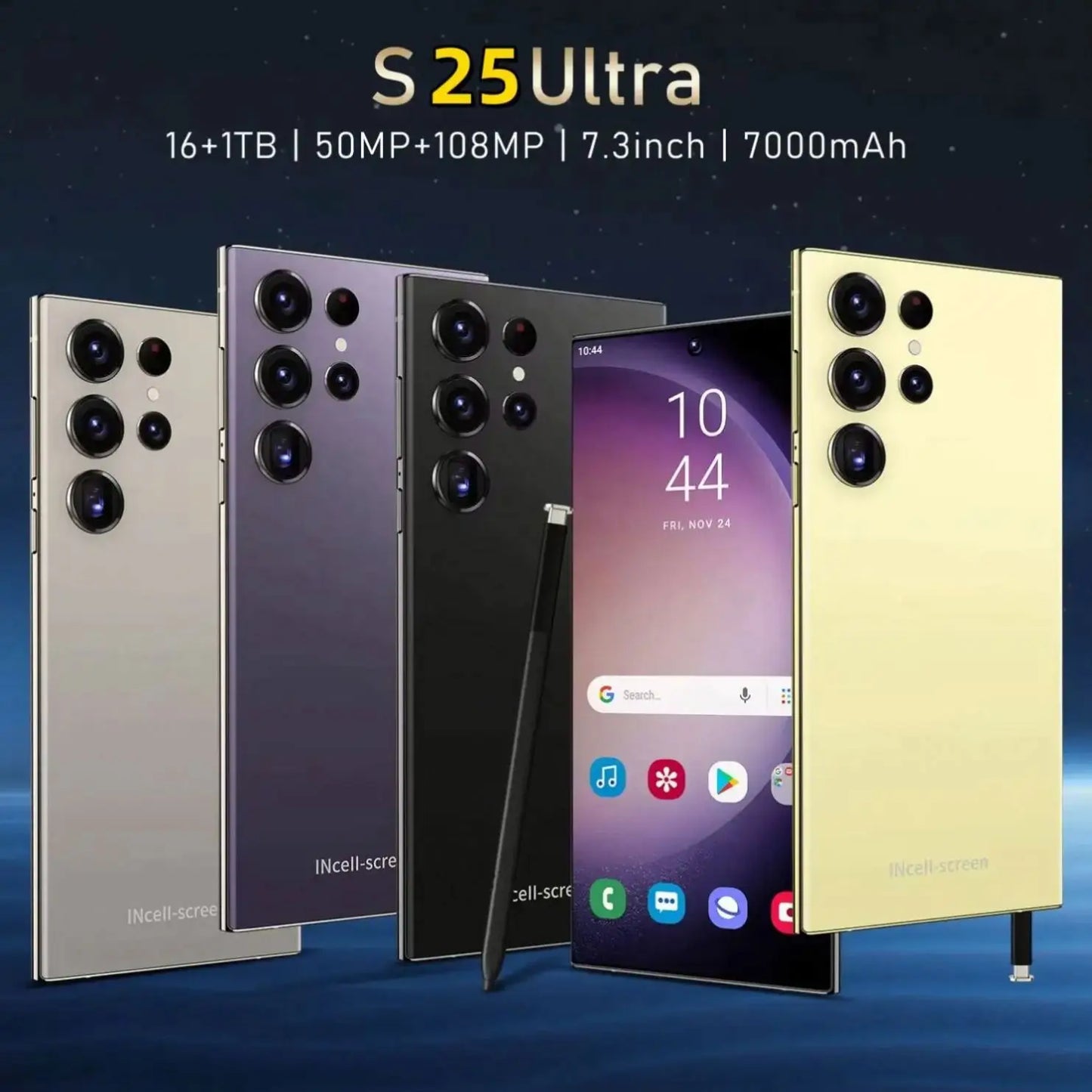 Original S24 Ultra Smartphones 16GB+1TB 5G Dual SIM Android 13.0 Mobile Phone with HD Screen Resolution and 108MP Rear Camera