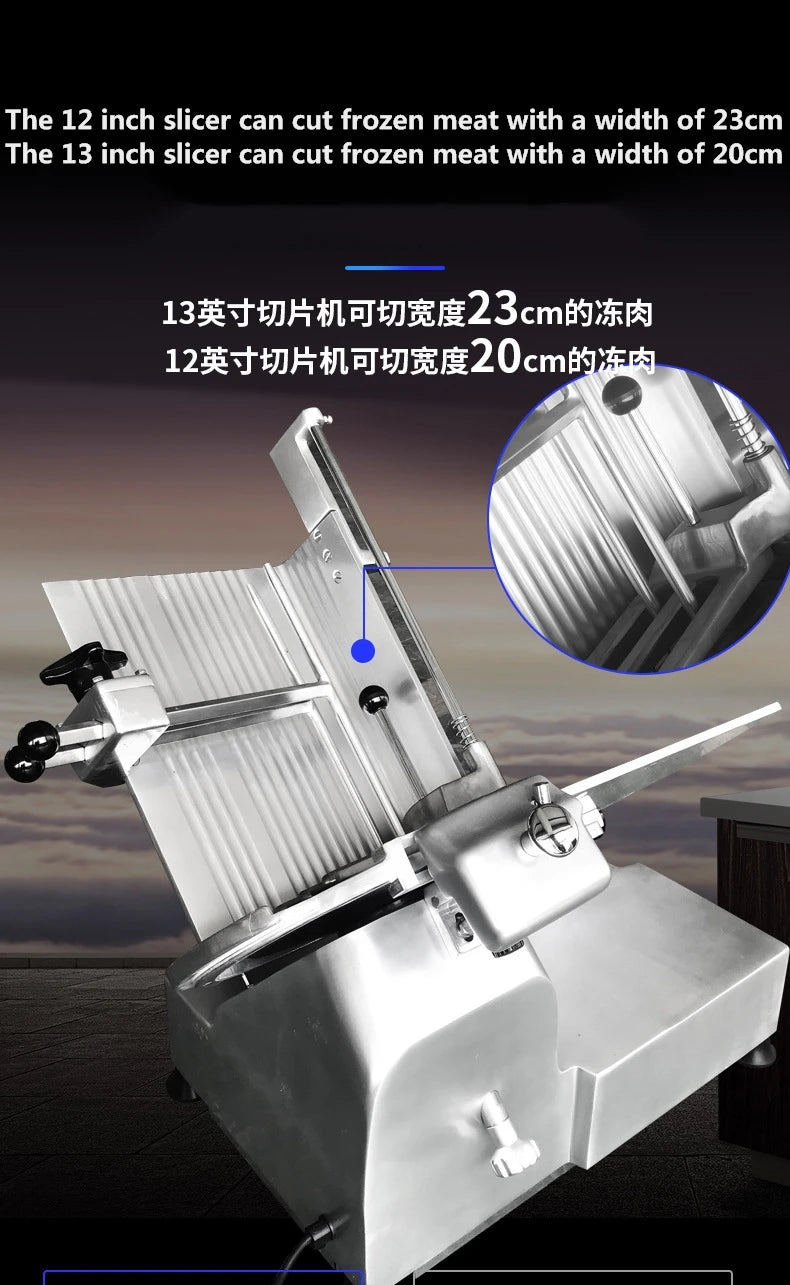 12 / 13 Inch Thin Meat Slice Cutting Machine Full Automatic Desktop Meat Slicer for Cutting Frozen Meat Mutton Roll Slicer
