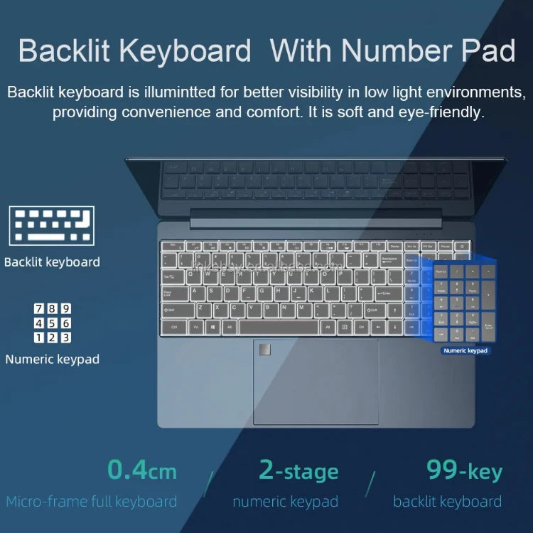 Laptops Brand New Slim 15.6 Inch 16GB RAM 1T SSD Intel N5095 Computer Laptop With Fingerprint and Backlight Keyboard Computer