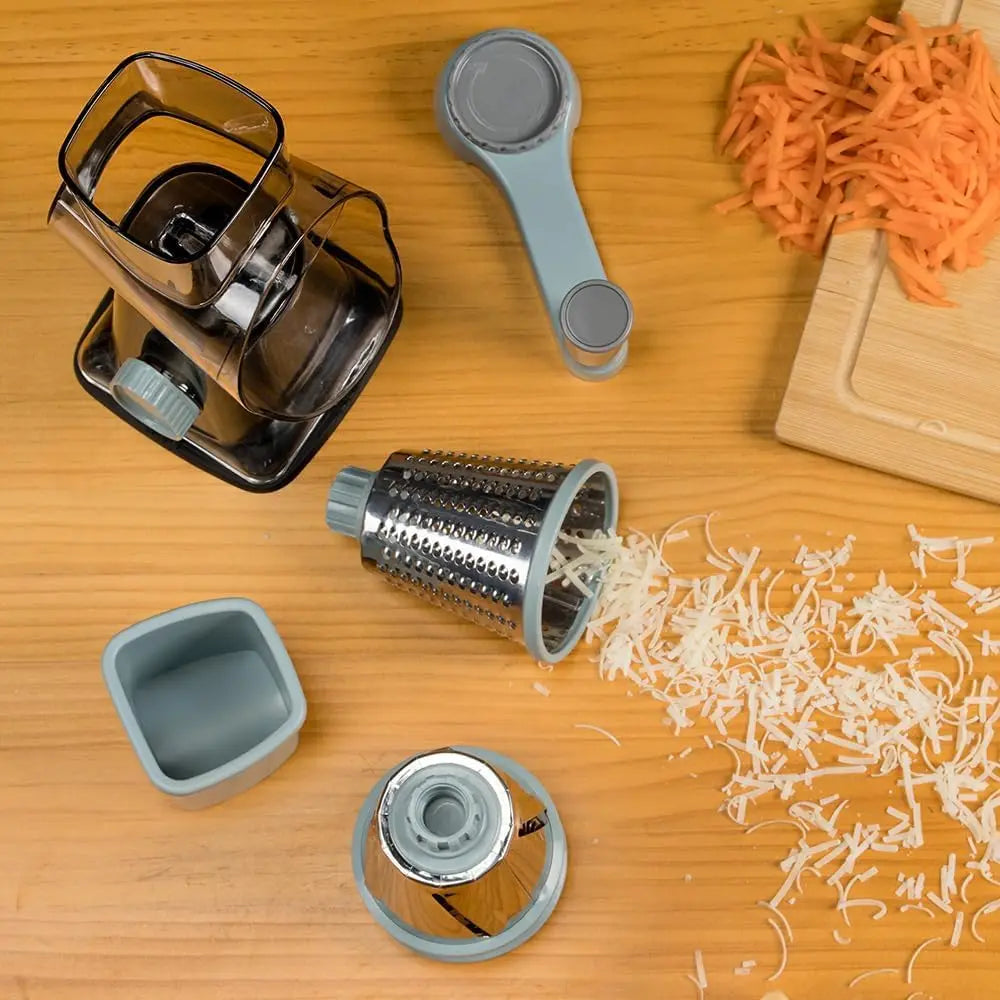 Rotary Cheese Grater with Handle  3 Changeable Blades for Cheese Potato Vegetable Cheese Shredder Slicer Grater for Kitchen