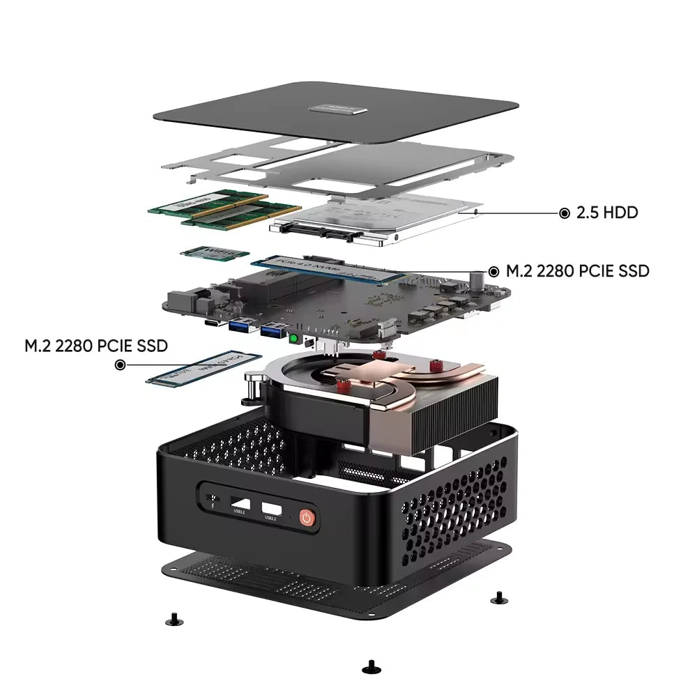 Morefine New AMD Mini PC Gamer M600 Ryzen 9 7940HS Mini Desktop 2xDDR5 2xPCIe4.0 2x2.5G LAN Gaming Computer HTPC WiFi6 BT5.2