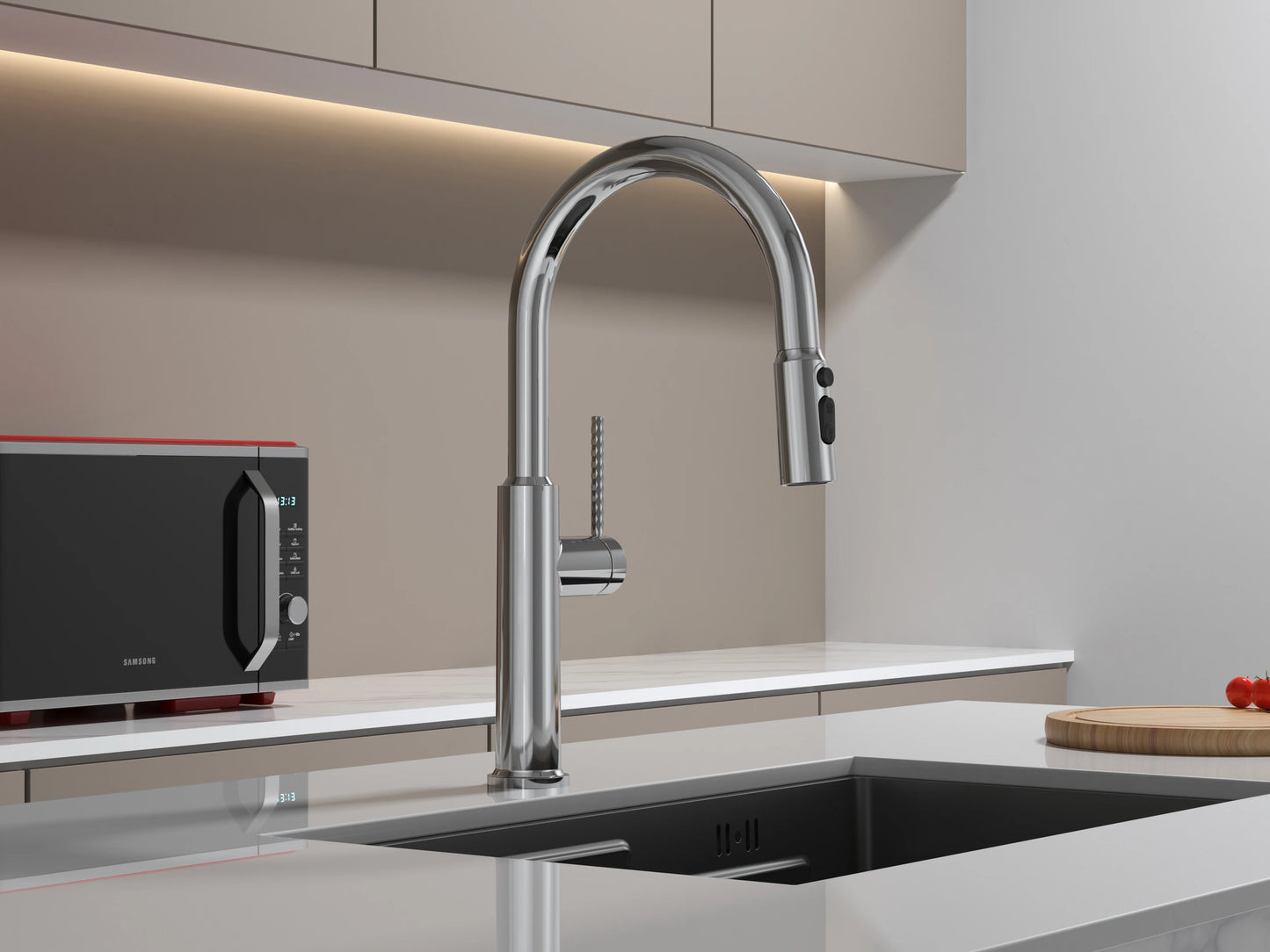 Modern 3-Way Deck Mounted Kitchen Faucet Brushed Gold Pull Brass Crane Water Filter Tap Cold Wall Mounted Sink Faucet Mixer