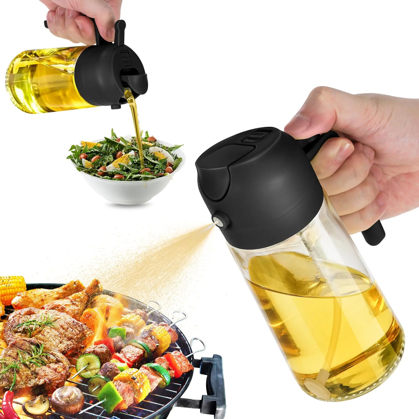 Mothers Day Gift Cooking Kitchen Salad Barbecue 16oz 2 in 1 Oil Sprayer Bottle Olive Oil Dispenser Bottle