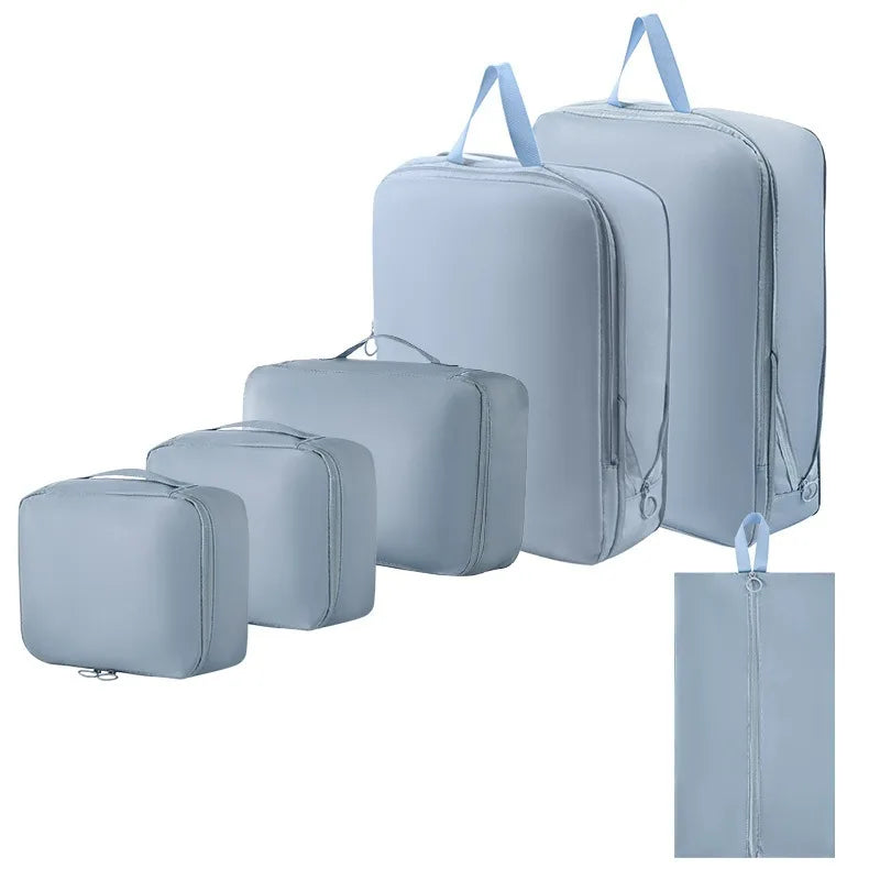 High Quality 7Pcs Set Travel Clothes Luggage Organizer Bag Accessories Compression Travel Packing Cubes