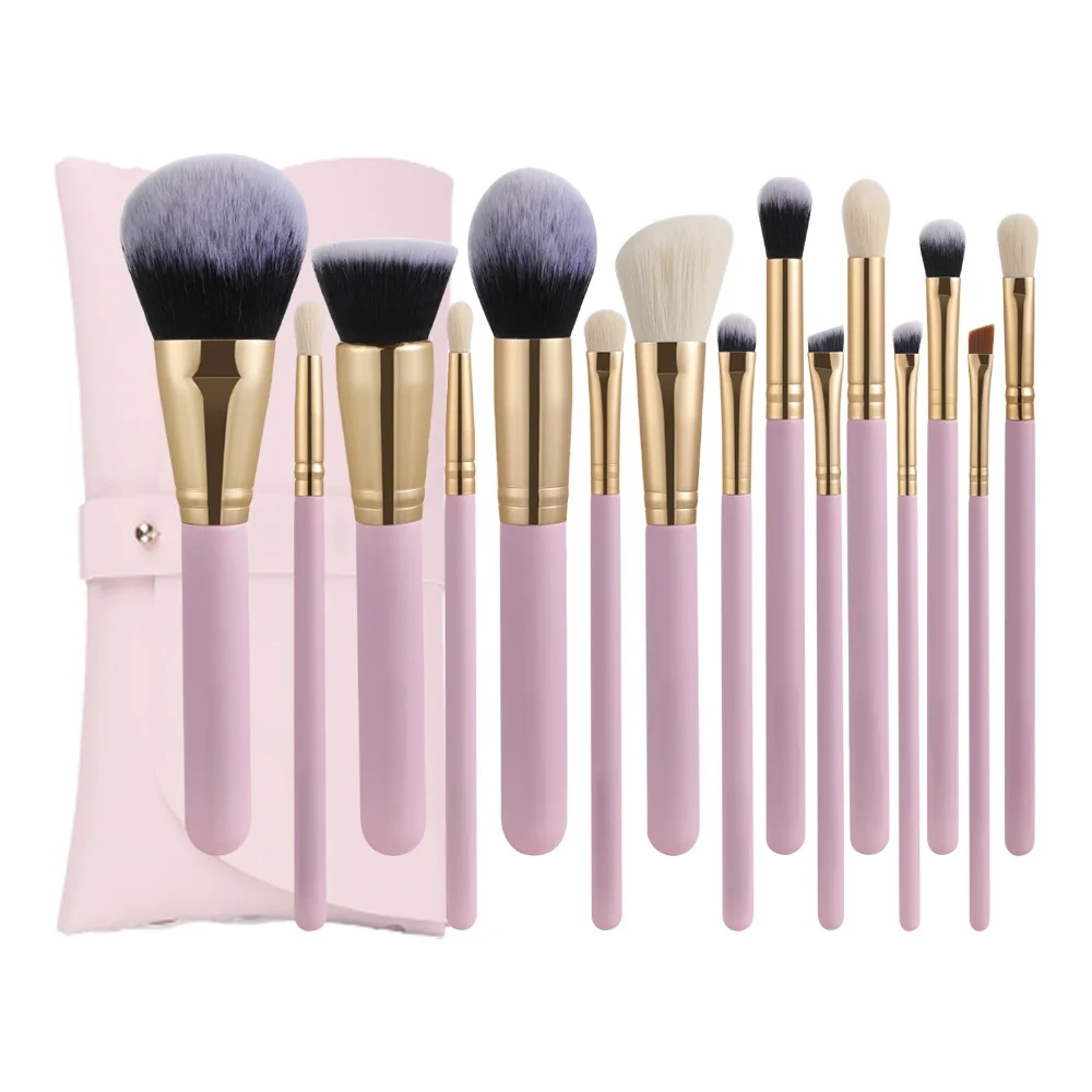 Custom 15-Piece Vegan Synthetic Pink Makeup Brush Set High Quality Product