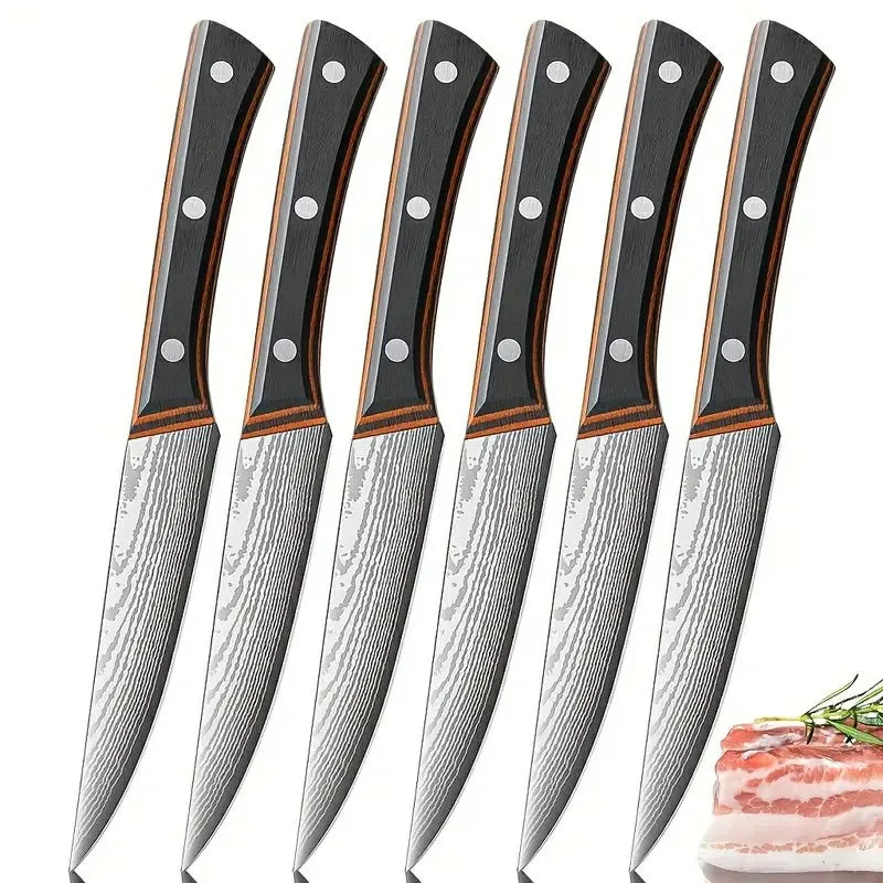6 Pcs Custom Non-Stick Pattern Metal Blade Kitchen Slicer Knives Manufactory Company's Utility Fruit Knife