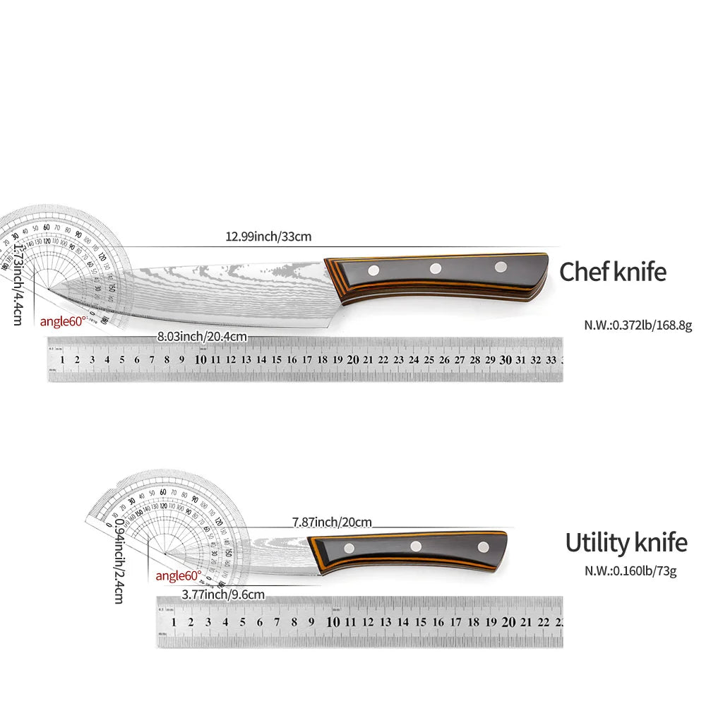 Chef Custom Kitchen Slicer Knife SS3CR13 Non-Stick Pattern Blade Nakiri Carving & Filleting Metal Slicing Knives