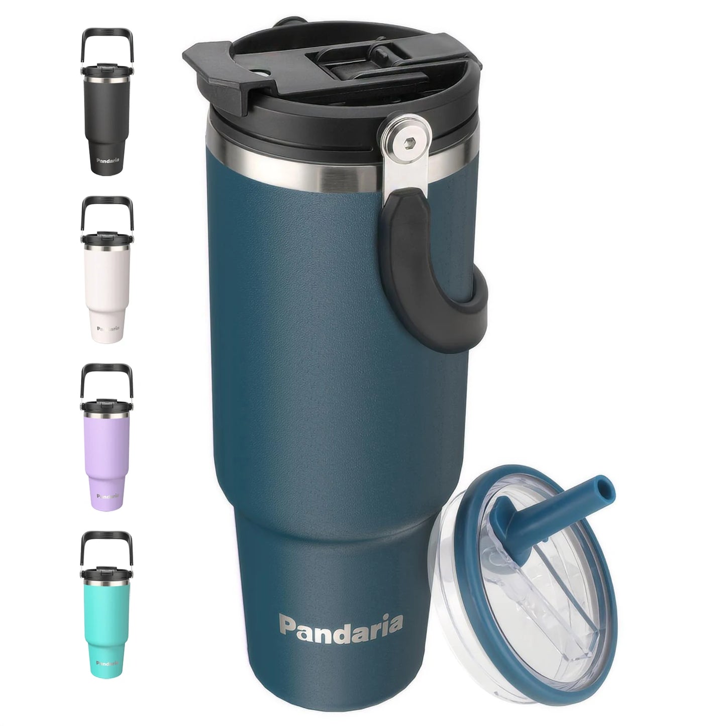 FBA Warehouse Ready Stock 40oz Powder Solid Color Coated Vacuum Insulated Tumbler With Handle and Lid