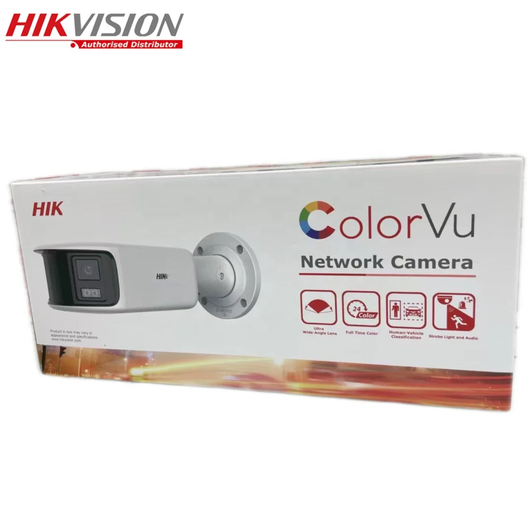 Hikvision DS-2CD2T47G2P-LSU/SL 4 MP Panoramic ColorVu Fixed Bullet Network Camera Active Strobe Light Audio Alarm