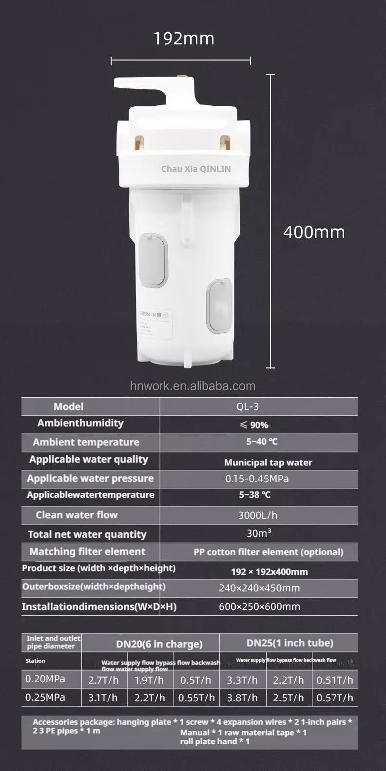 Easy to Install Whole House System Pre Water Filter with Filter element and Under Sink Filter
