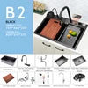 Newly Designed Stainless Steel Digital Display Waterfall Faucet Single Bowl One-Hole Multifunctional Kitchen Features Black