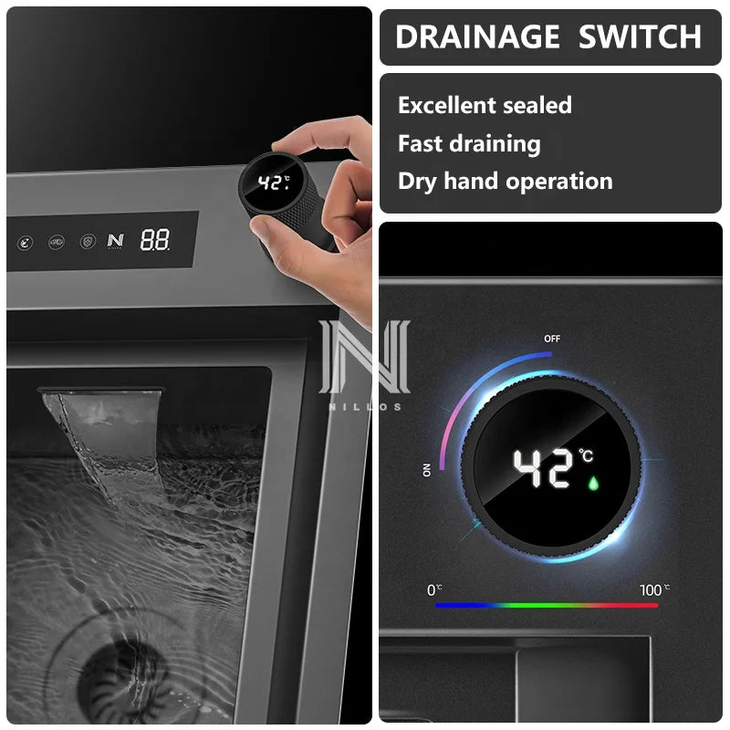 TD Digital Disinfection 3in1 Smart Kitchen Sink - Big Size Stepped Design for Fruit/Vegetable/Seafood, Black Nano,Luxury Kitchen
