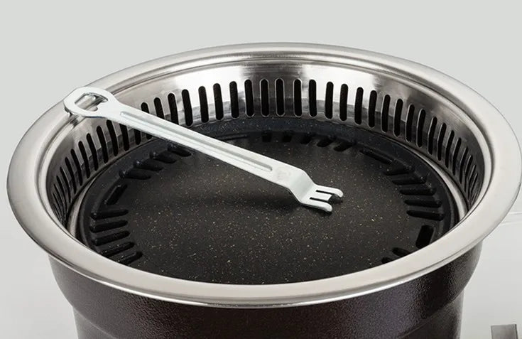 High Quality Round Shape Stainless Steel Indoor Restaurant Equipment Downward Exhaust Smoke Electric BBQ Grill