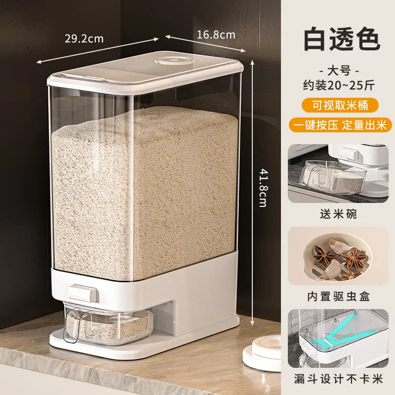 Large Capacity Press-Type Storage Box for Rice Flour Cereals Household Insect-Proof Moisture-Proof Food Grade Sealed Tank