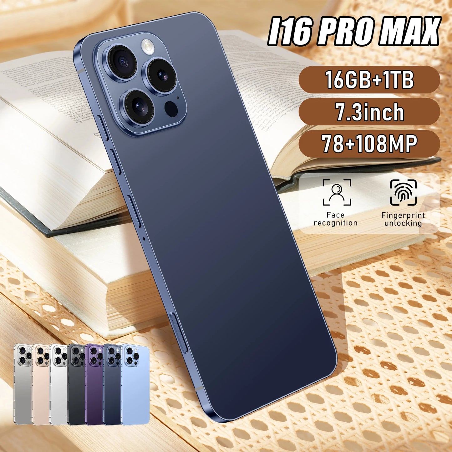 2025 Original High Quality I16pro Max 16GB+1TB Android 14 5G Smart Phone Globally Compatible  108MP Rear Camera